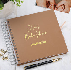Personalised Baby Shower Multiple Colour Guest Book Scrapbook or Photo Album Foil Print