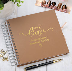 Personalised Team Bride Multiple Colour Guest Book Scrapbook or Photo Album Scrapbook ukgiftstoreonline Brown