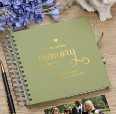 Personalised Memorial Funeral Guest Book Multiple Colours Scrapbook or Photo Album Gift