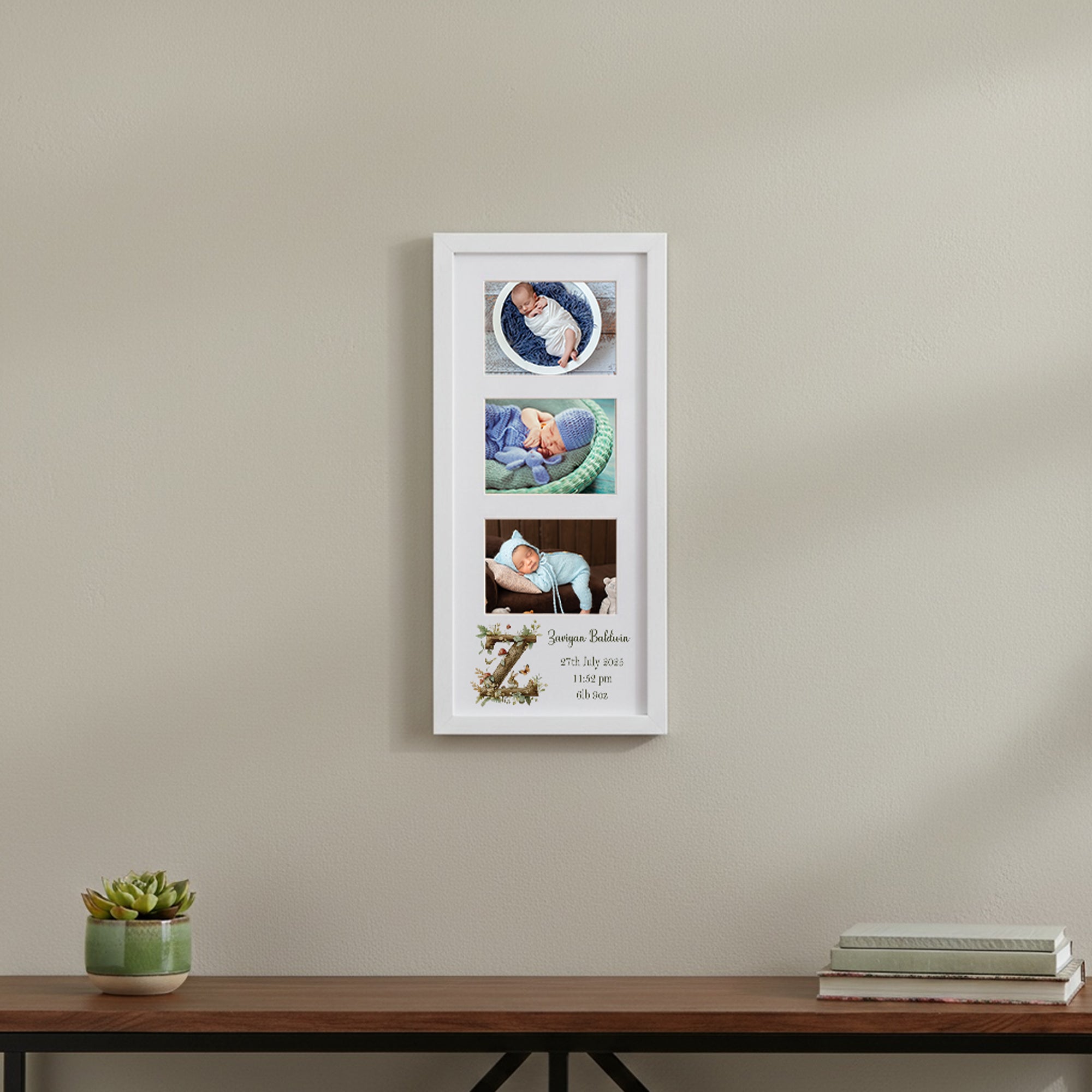 Personalised New Baby Photo Frame Woodland Alphabet Design With Birth Details Photo Frame ukgiftstoreonline