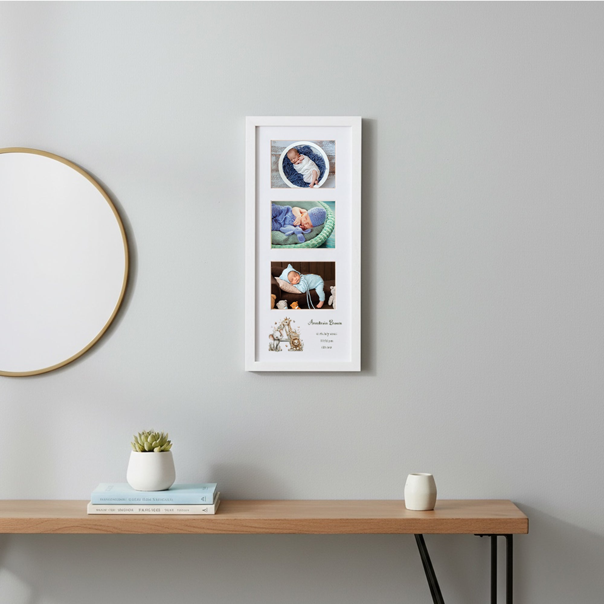 Personalised New Baby Photo Frame With Birth Details Safari Animals Design Photo Frame ukgiftstoreonline