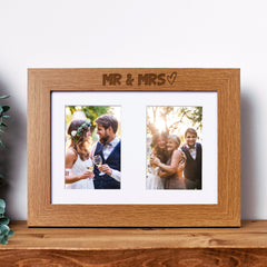 Mr and Mrs Wedding Photo Picture Frame Double 6x4 Inch