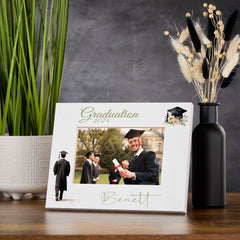 Personalised Graduation White Wooden Male Landscape Photo Frame Gift