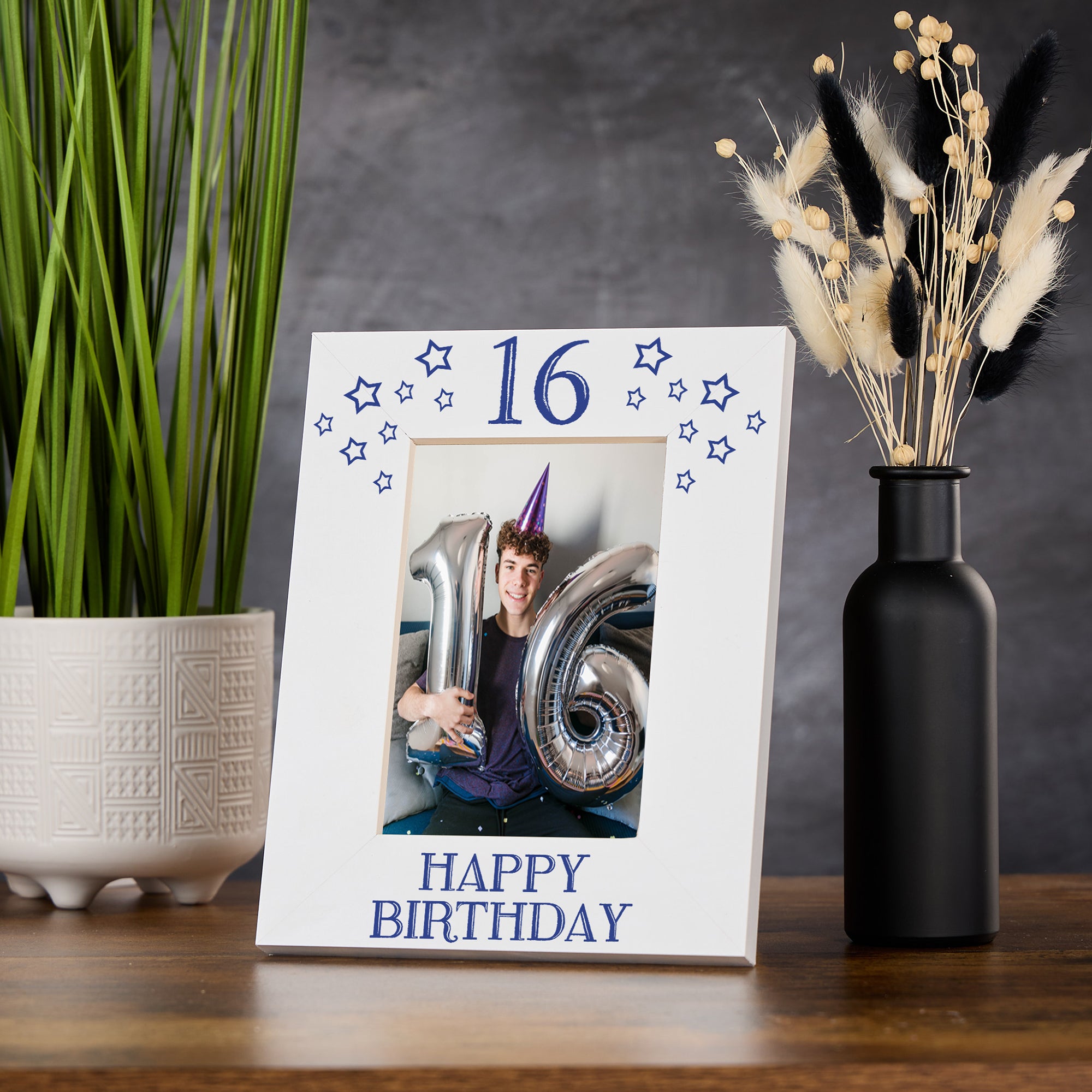 16th Birthday Photo Frame Gift For Him With Star Design Photo Frame ukgiftstoreonline Portrait