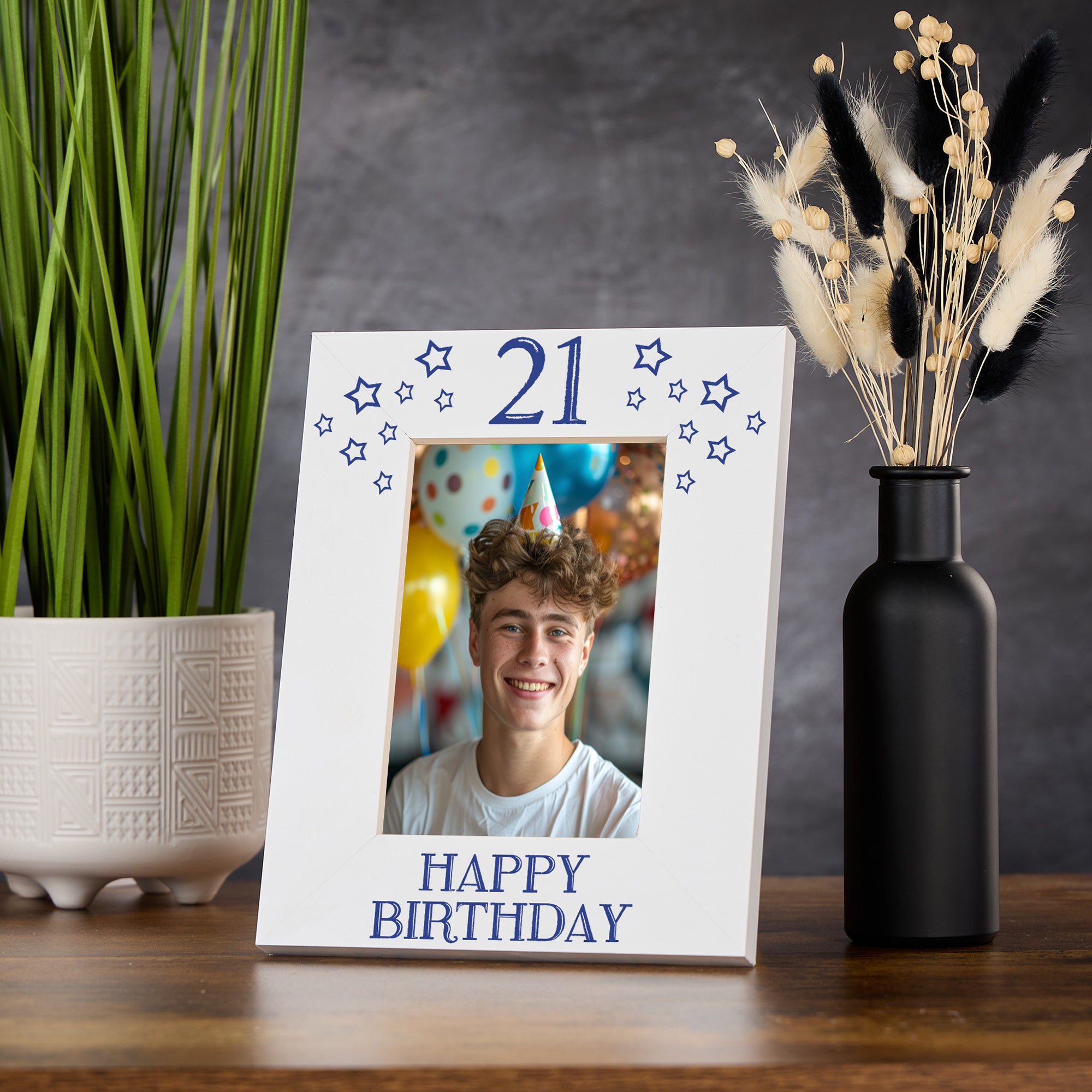 21st Birthday Photo Frame Gift For Him With Star Design Photo Frame ukgiftstoreonline Portrait