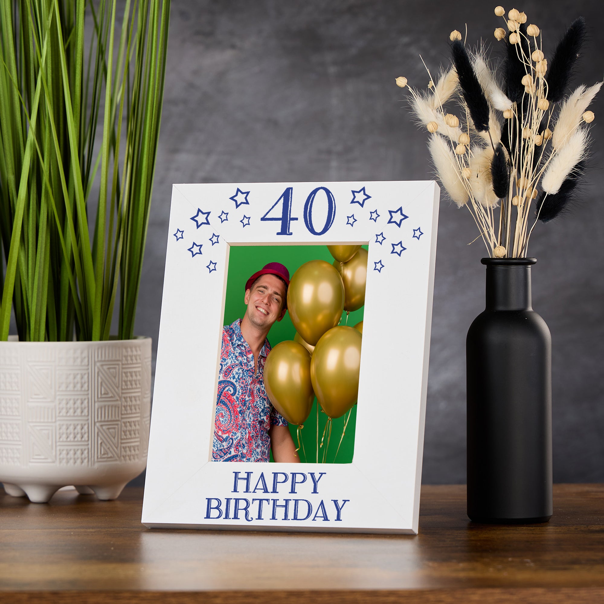 40th Birthday Photo Frame Gift For Him With Star Design Photo Frame ukgiftstoreonline Portrait