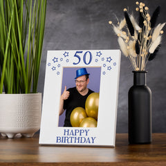 50th Birthday Photo Frame Gift For Him With Star Design