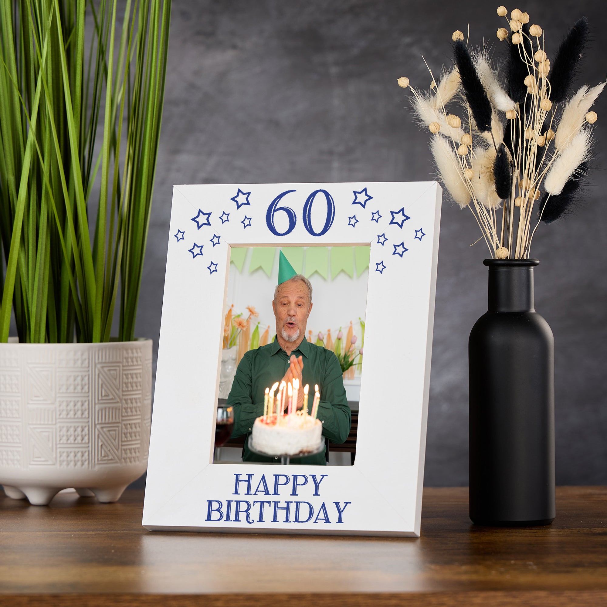 60th Birthday Photo Frame Gift For Him With Star Design Photo Frame ukgiftstoreonline Portrait