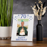 70th Birthday Photo Frame Gift For Him With Star Design