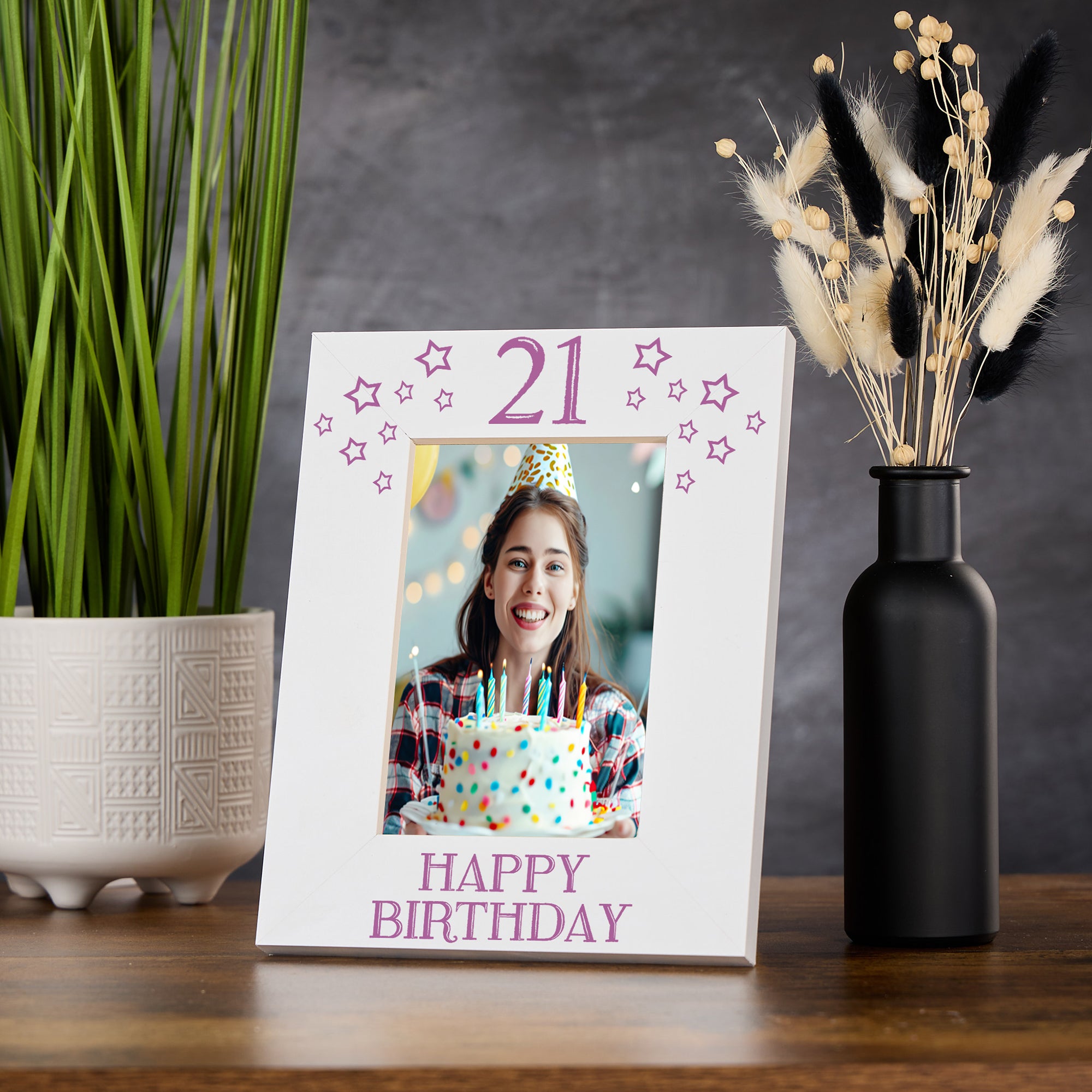 21st Birthday Photo Frame Gift For Her With Star Design Photo Frame ukgiftstoreonline Portrait