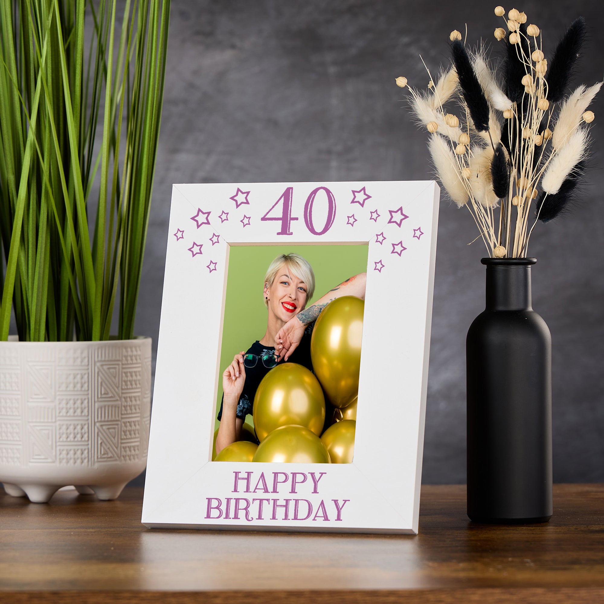 40th Birthday Photo Frame Gift For Her With Star Design Photo Frame ukgiftstoreonline Portrait