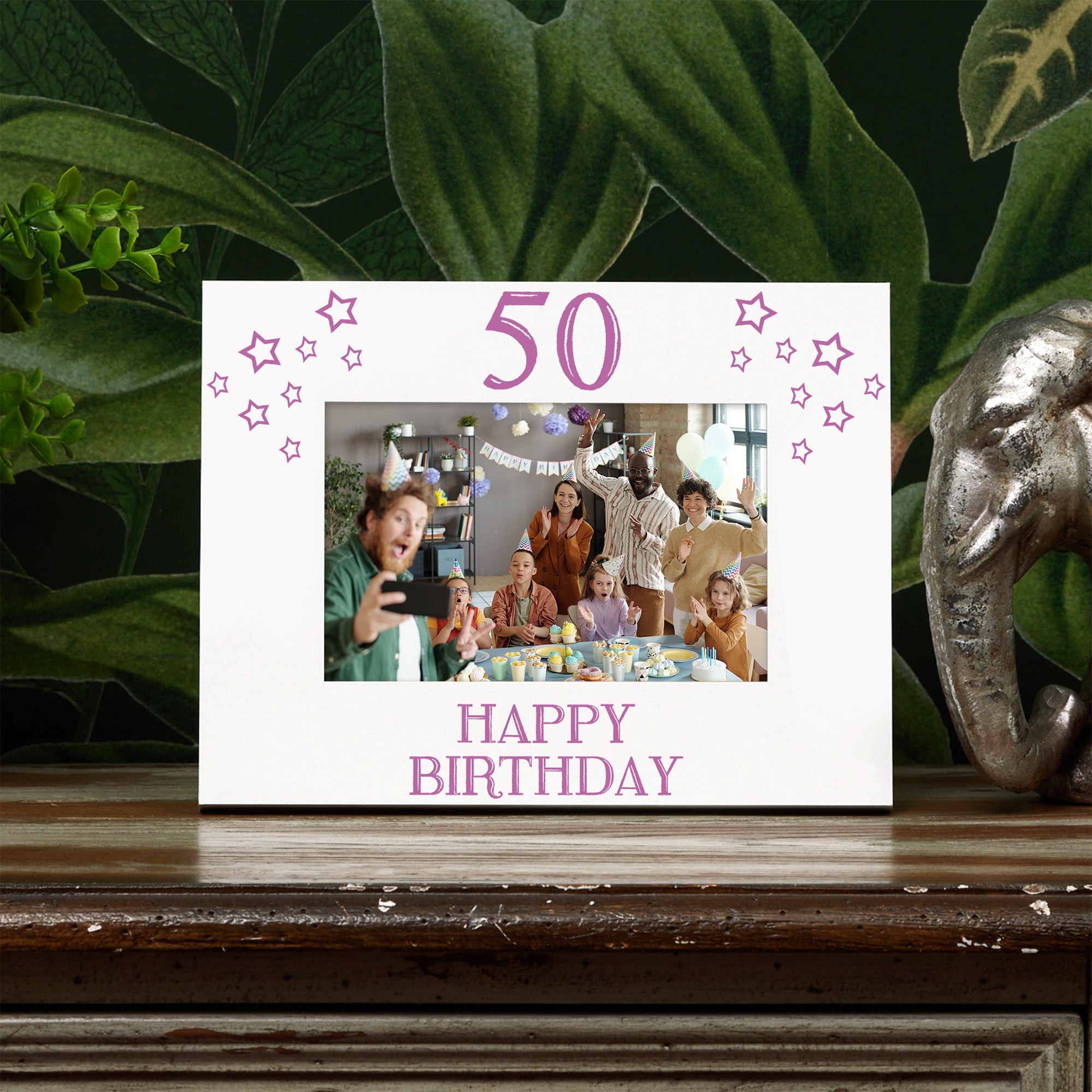 50th Birthday Photo Frame Gift For Her With Star Design Photo Frame ukgiftstoreonline Landscape