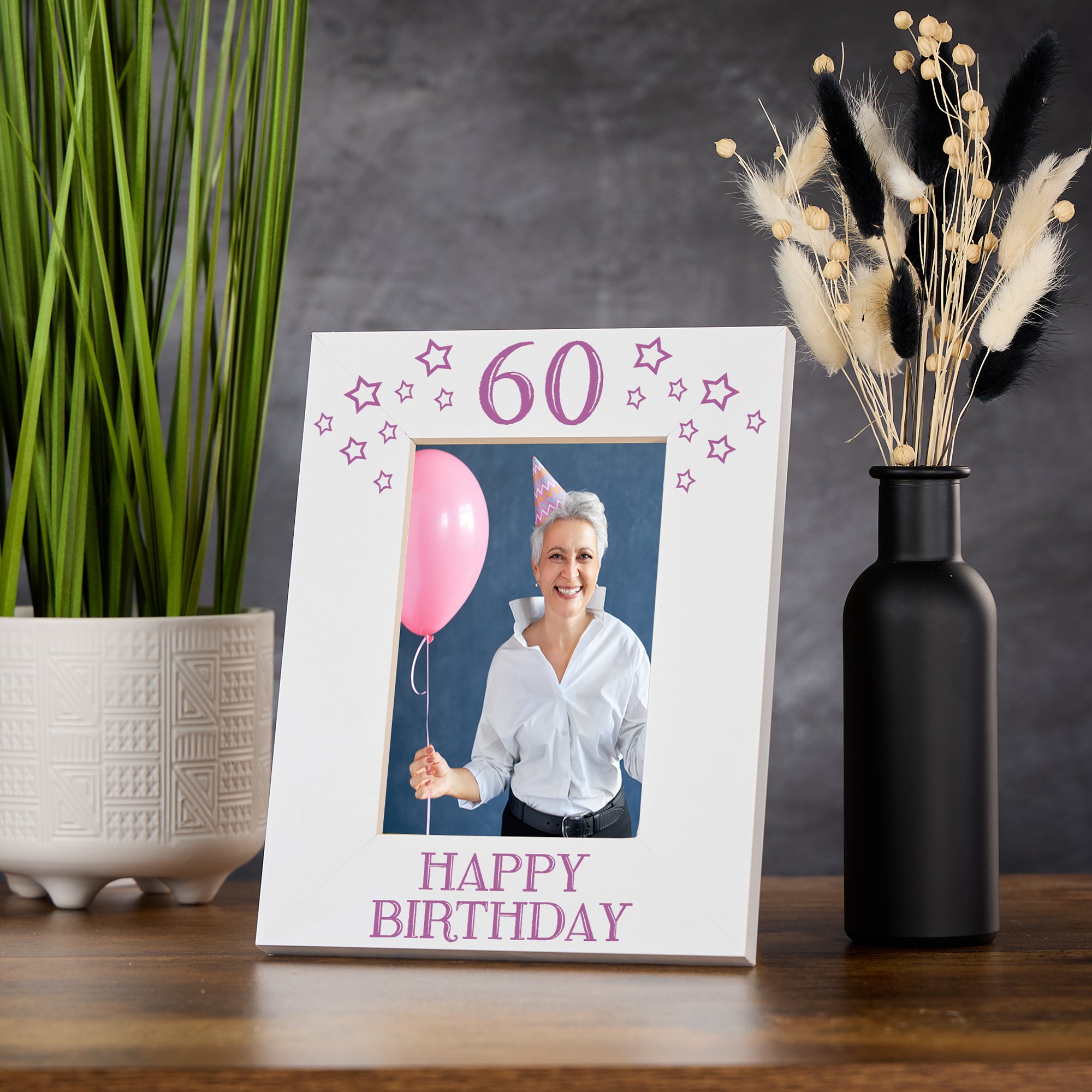 60th Birthday Photo Frame Gift For Her With Star Design Photo Frame ukgiftstoreonline Portrait