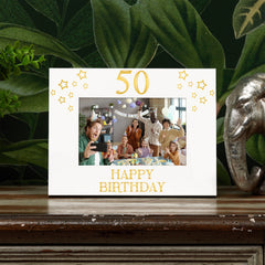50th Birthday Photo Frame Gift For Her Or Him With Star Design