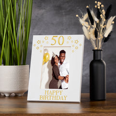 50th Birthday Photo Frame Gift For Her Or Him With Star Design