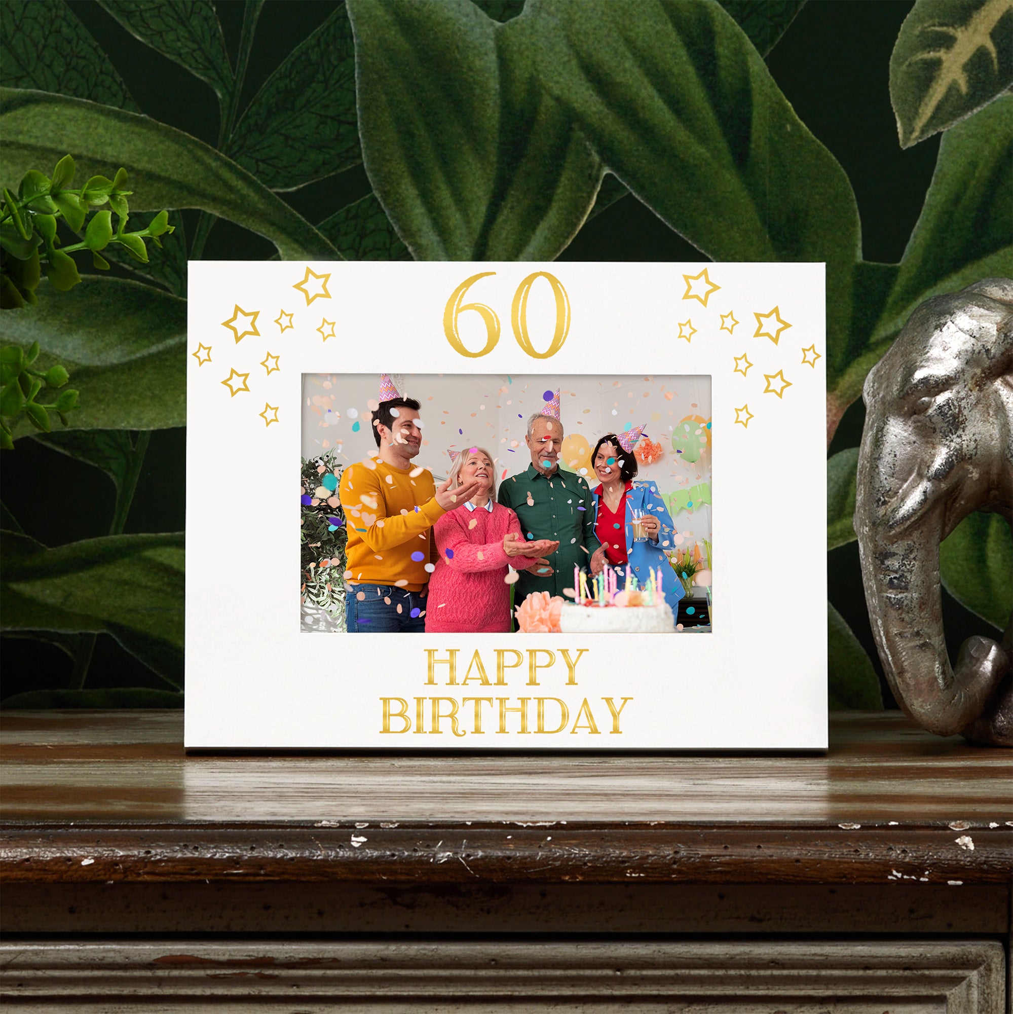 60th Birthday Photo Frame Gift For Her Or Him With Star Design Photo Frame ukgiftstoreonline Landscape