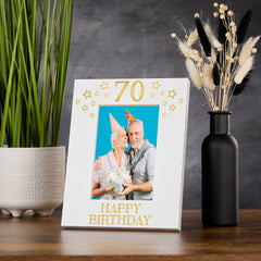 70th Birthday Photo Frame Gift For Her Or Him With Star Design