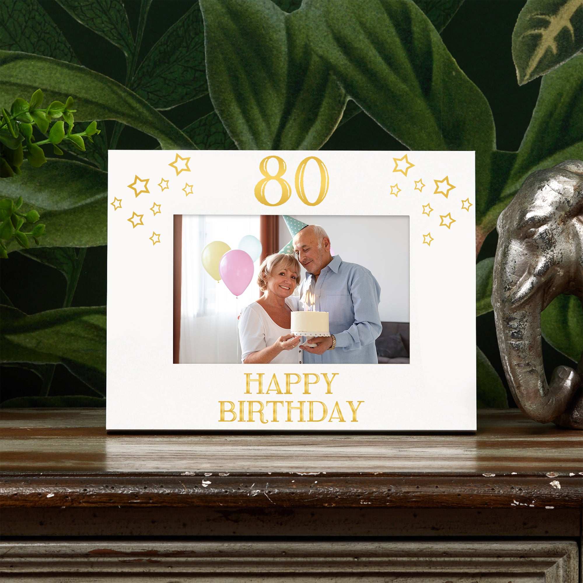 80th Birthday Photo Frame Gift For Her Or Him With Star Design Photo Frame ukgiftstoreonline Landscape