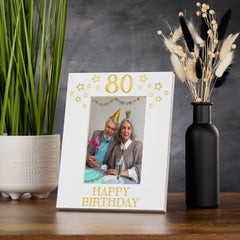 80th Birthday Photo Frame Gift For Her Or Him With Star Design