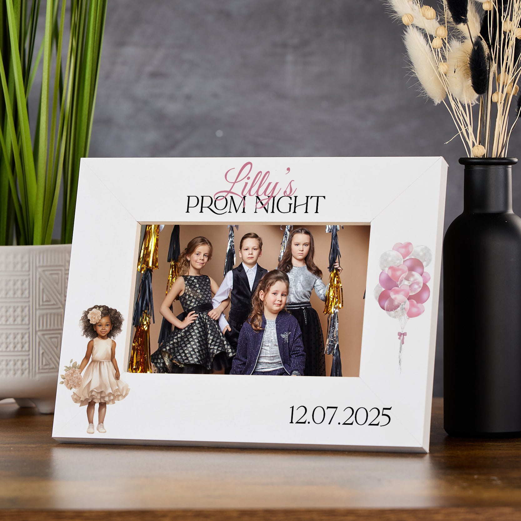 Personalised Girl Prom Night White Wooden Photo Frame Prom Party Year6 End Of Year Celebration Photo Frame ukgiftstoreonline Landscape