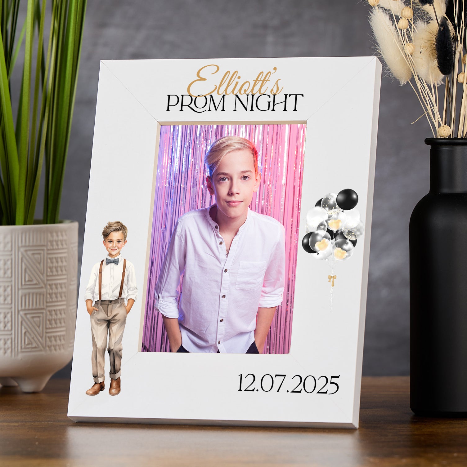 Personalised Boy Prom Night White Wooden Photo Frame Prom Party Year6 End Of Year Celebration Photo Frame ukgiftstoreonline Portrait