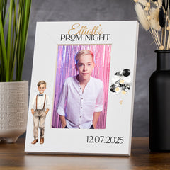 Personalised Boy Prom Night White Wooden Photo Frame Prom Party Year6 End Of Year Celebration Photo Frame ukgiftstoreonline Portrait