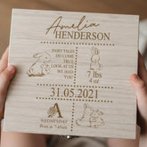 Personalised baby Wooden Memory Box Gift With birth Details