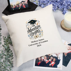 Graduation Gift Personalised Filled Cushion 40cm Zip Closure Various Sentiments
