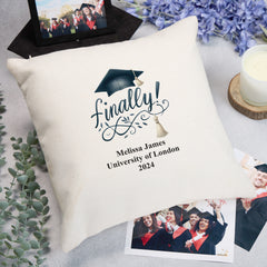 Graduation Gift Personalised Filled Cushion 40cm Zip Closure Various Sentiments