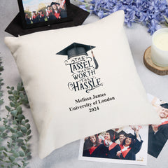 Graduation Gift Personalised Filled Cushion 40cm Zip Closure Various Sentiments