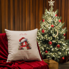 Personalised Christmas Cushion Gift With Red Santa Letters