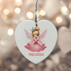 Personalised Fairy Gift Large Ceramic Heart Decorations For Kids