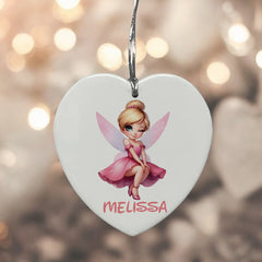 Personalised Fairy Gift Large Ceramic Heart Decorations For Kids