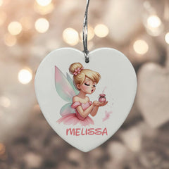 Personalised Fairy Gift Large Ceramic Heart Decorations For Kids