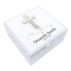 Personalised Christening Keepsake Box Gift With Vintage Finish