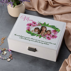 Personalised Luxury Jewellery Box Gift To Mum - Mummy - Mam With Custom Photo In Beautiful Floral Frame