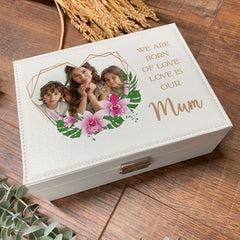 Personalised Elegant Jewellery Box Custom Photo Gift For Mum, Mummy, Grandma For Any Occasion With A Beautiful Heart Design