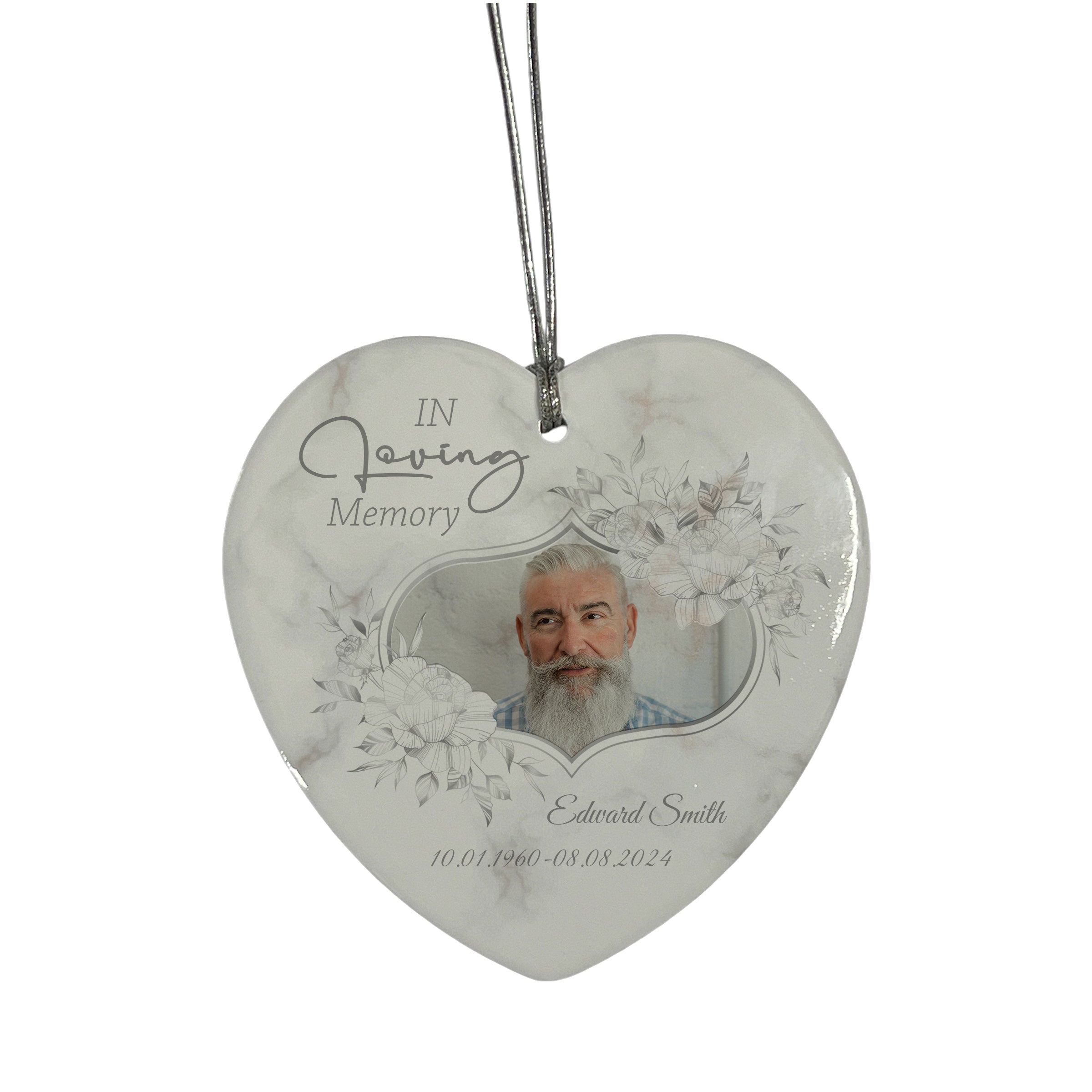 Large Hanging Ceramic Grey Heart Condolence Memorial Sympathy Gift Personalised Heart Gifts ukgiftstoreonline