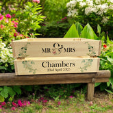 Personalised Wedding Crate, Wooden Mr and Mrs Crate, Wedding Hamper Decor