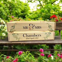 Personalised Wedding Crate, Wooden Mr and Mrs Crate, Wedding Hamper Decor