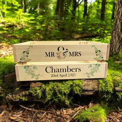 Personalised Wedding Crate, Wooden Mr and Mrs Crate, Wedding Hamper Decor