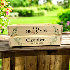 Personalised Wedding Crate, Wooden Mr and Mrs Crate, Wedding Hamper Decor