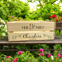 Personalised Floral Wedding Crate, Wooden Crate, Wedding Hamper Decor
