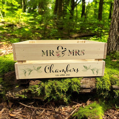 Personalised Floral Wedding Crate, Wooden Crate, Wedding Hamper Decor