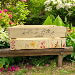 Personalised Wedding Crate, Wooden Wildflower Crate, Wedding Hamper Decor