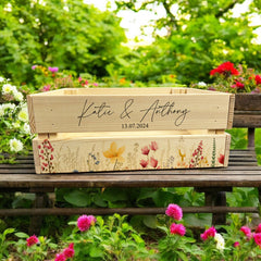 Personalised Wedding Crate, Wooden Wildflower Crate, Wedding Hamper Decor