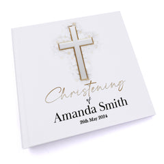Personalised Christening Photo Album Gift With Silver Cross