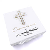 Personalised Communion Silver Cross Keepsake Memory Box Gift