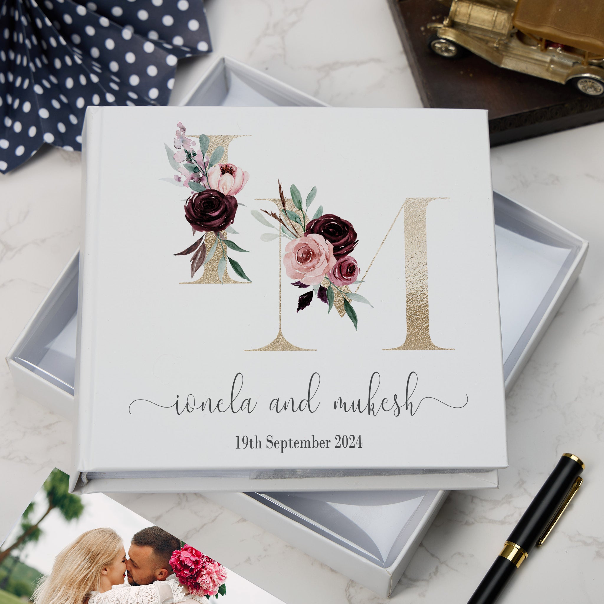 Personalised Initials Wedding Photo Album Gift for Couple 6x4" Gift Boxed wedding photo album ukgiftstoreonline