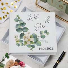 Personalised Wedding Photo album with Eucalyptus Design wedding photo album ukgiftstoreonline